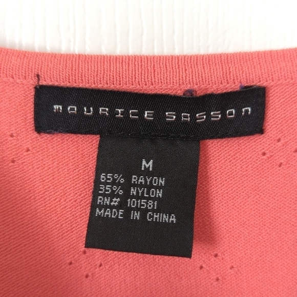 Maurice Sasson Y2K Vintage Triple Ribbon Strap Pointelle Tank Top Coral Pink M - Picture 4 of 8